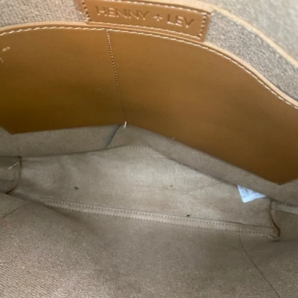 HENNY + LEV Cognac Brown Vegan Leather Everyday Tote Purse Bag Crossbody
